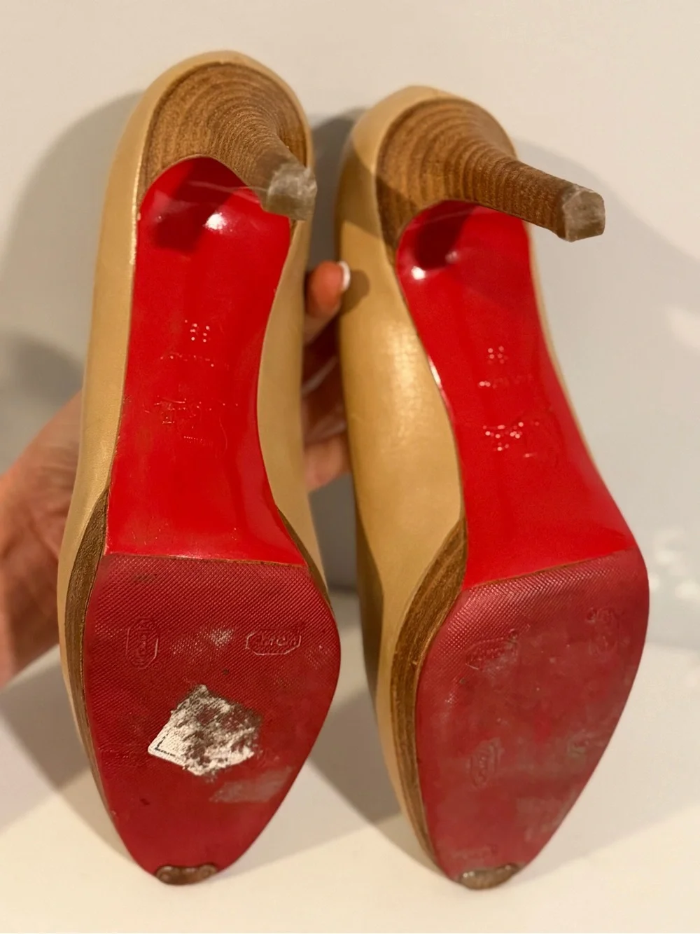 Christian Louboutin Beige Leather Pumps with Red Sole